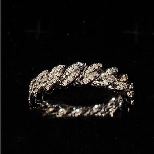 Moissanite .925 Silver Cuban Ring - Size 9